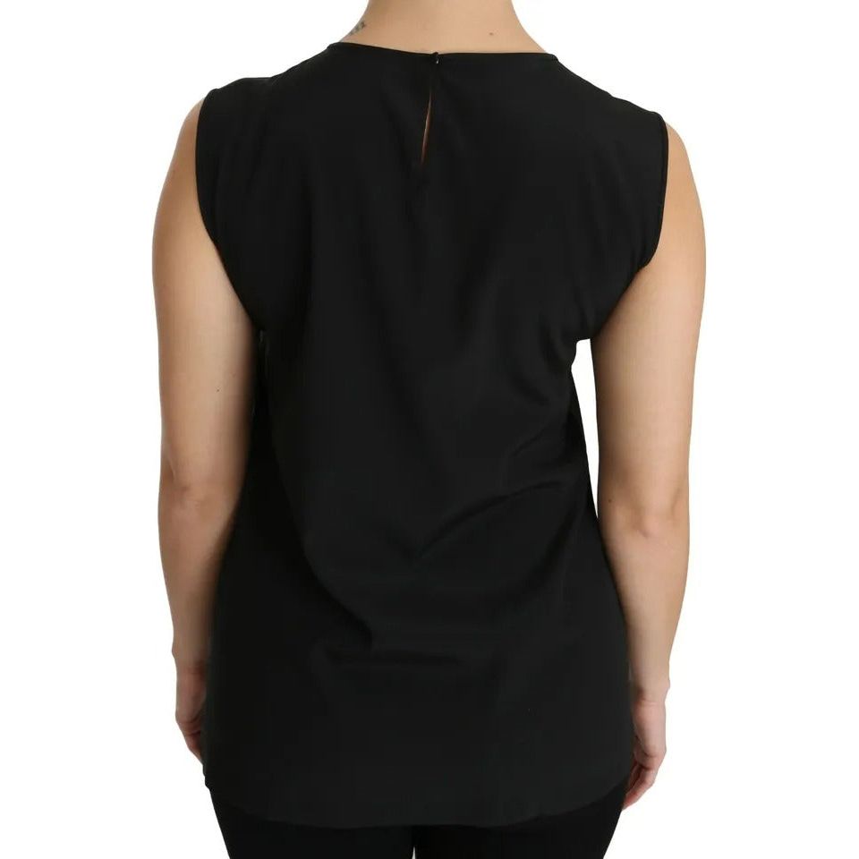 Black Silk DG Family Crystal Sleeveless Top