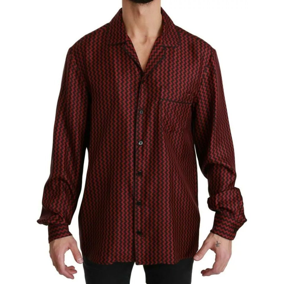 Black Red Zigzag Pattern Casual Shirt