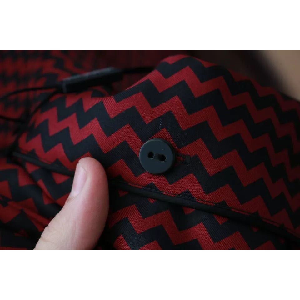 Black Red Zigzag Pattern Casual Shirt