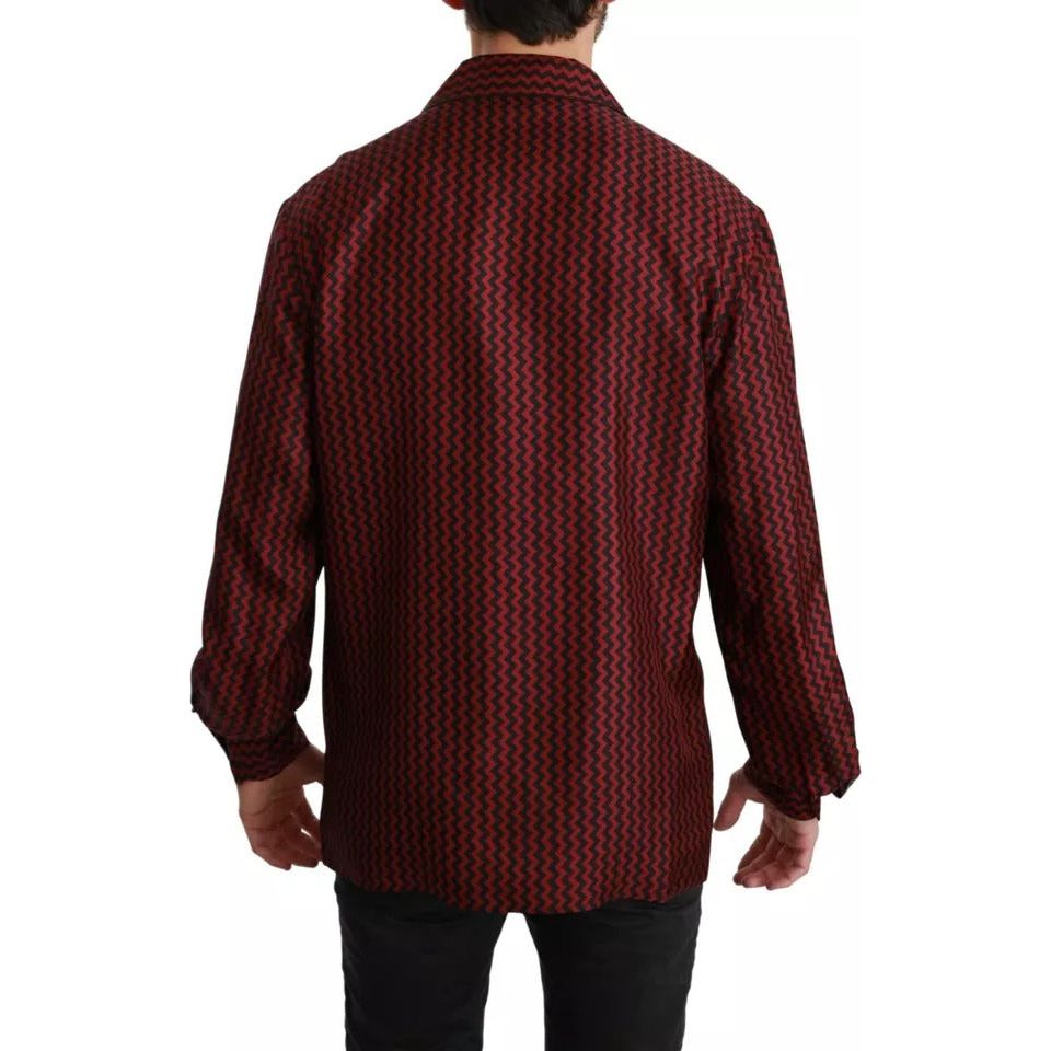 Black Red Zigzag Pattern Casual Shirt