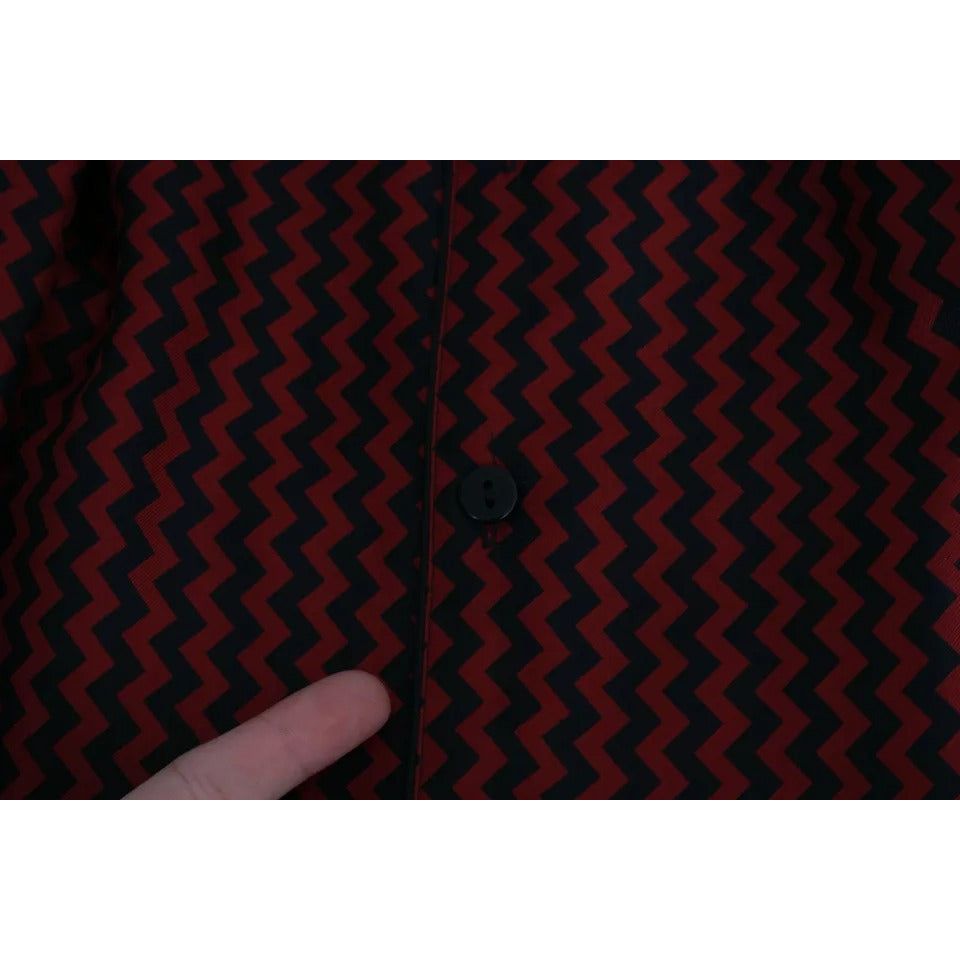 Black Red Zigzag Pattern Casual Shirt