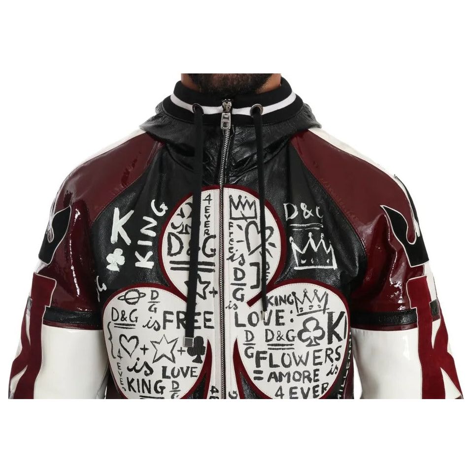 Black Bordeaux Hooded Leather DG King of Love Jacket