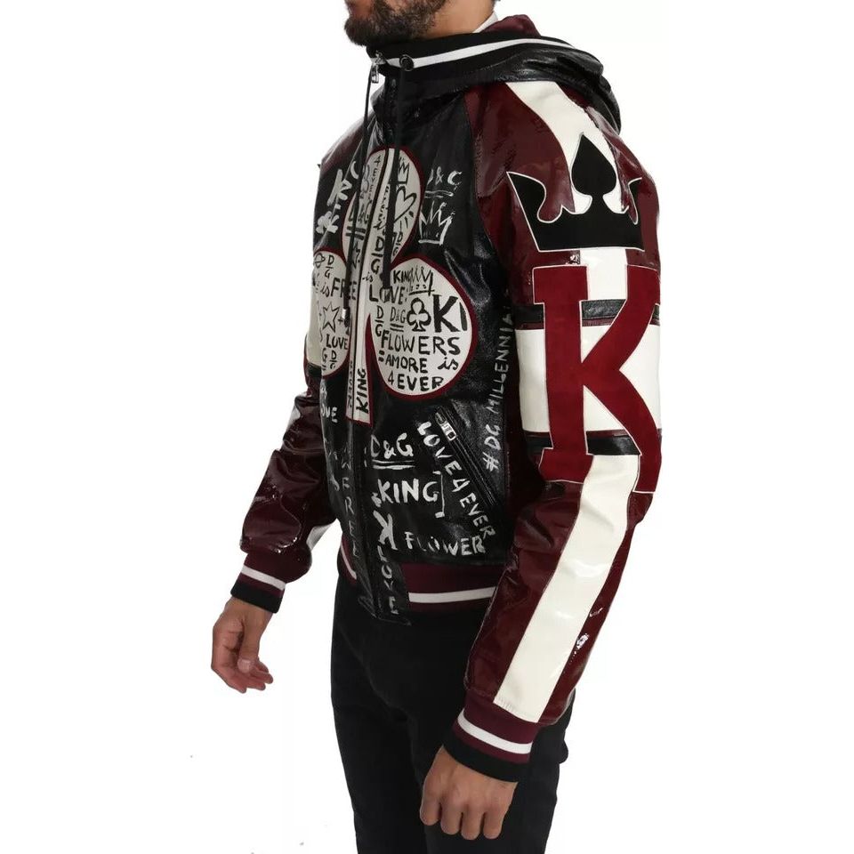 Black Bordeaux Hooded Leather DG King of Love Jacket