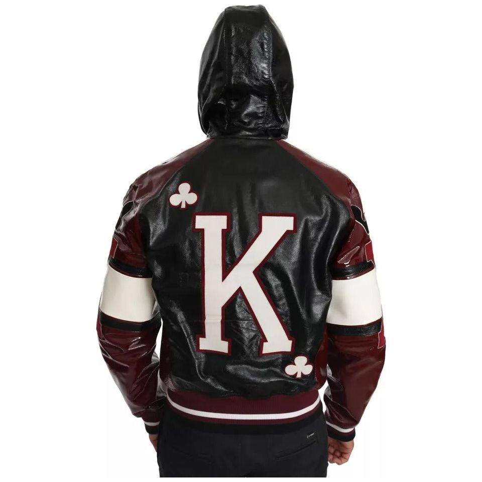 Black Bordeaux Hooded Leather DG King of Love Jacket