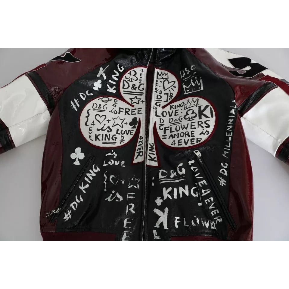 Black Bordeaux Hooded Leather DG King of Love Jacket