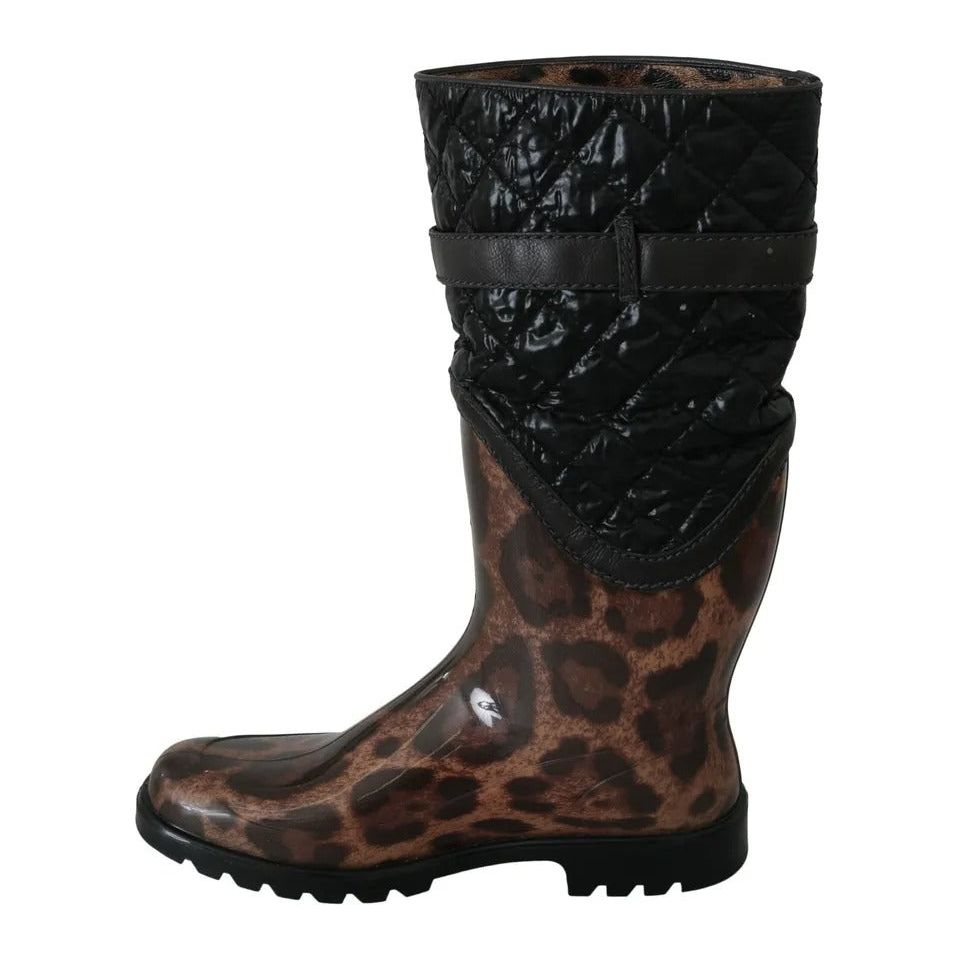 Black Brown Leopard Booties Boots Shoes