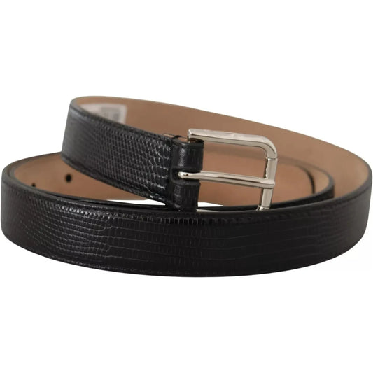 Black Classic Leather Silver Metal Buckle Belt