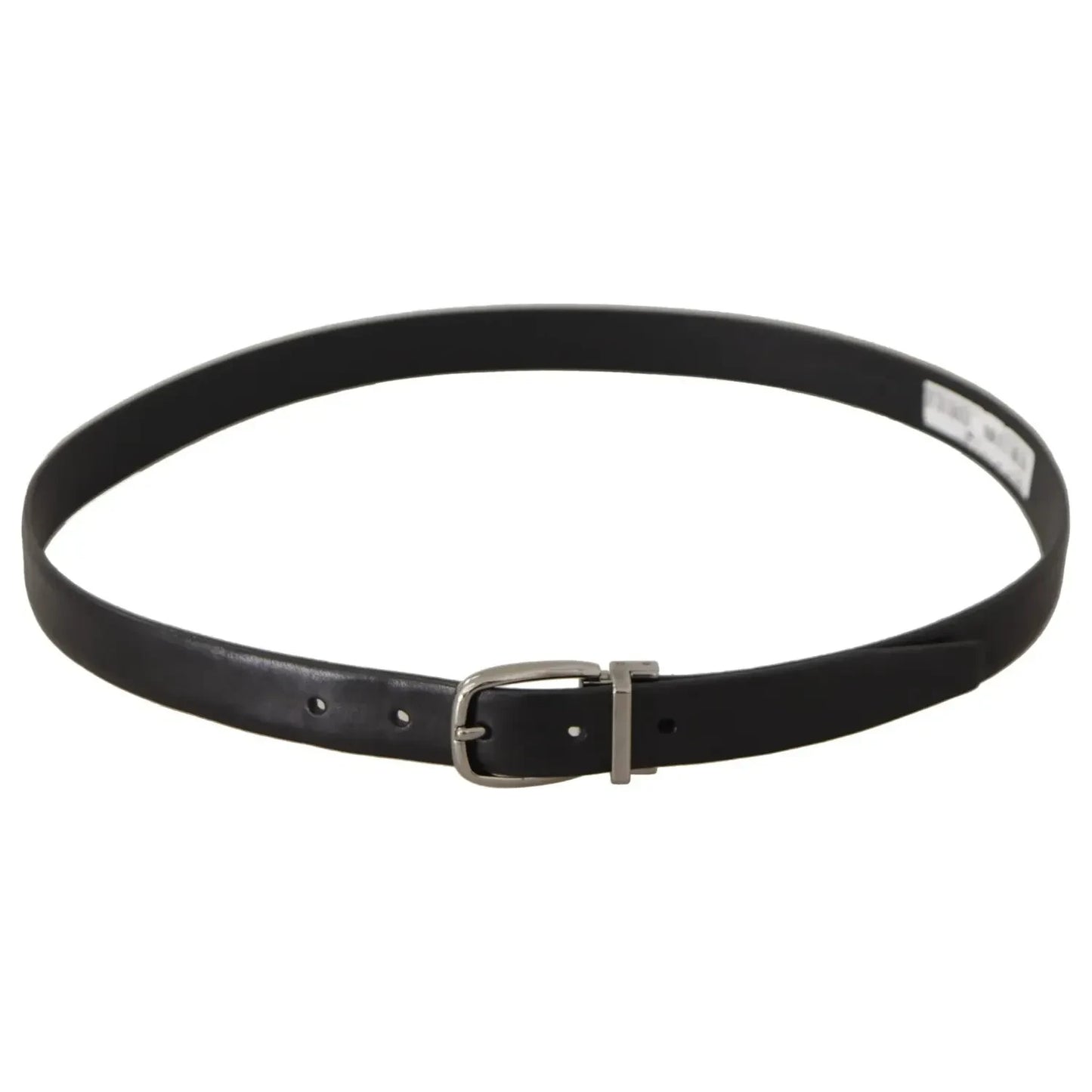 Black Classic Leather Silver Tone Metal Buckle Belt