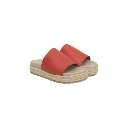 Cerruti 1881 Red Calfskin Women Sandal