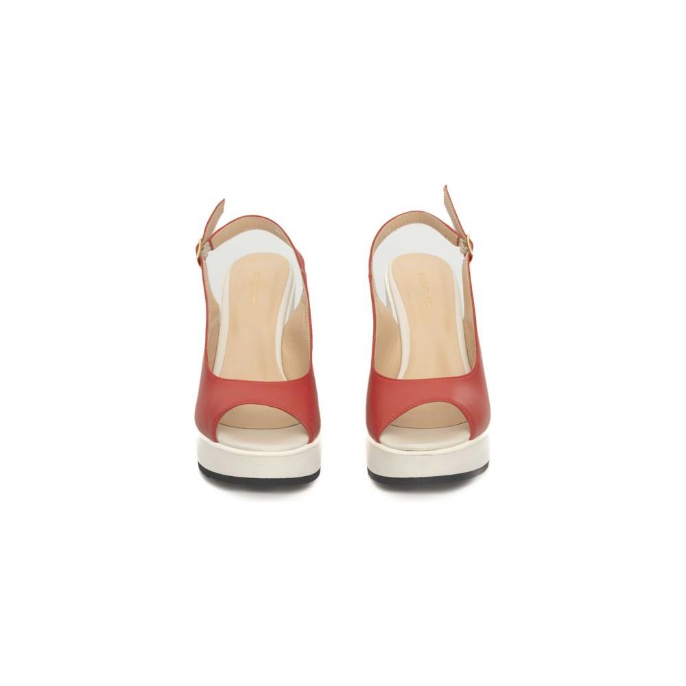 Cerruti 1881 Red Calfskin Women Sandal