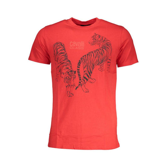 Cavalli Class Red Cotton T-Shirt Cavalli Class