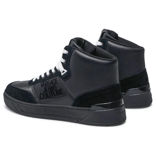 Versace Jeans Black Leather Di Calfskin Sneaker Versace Jeans