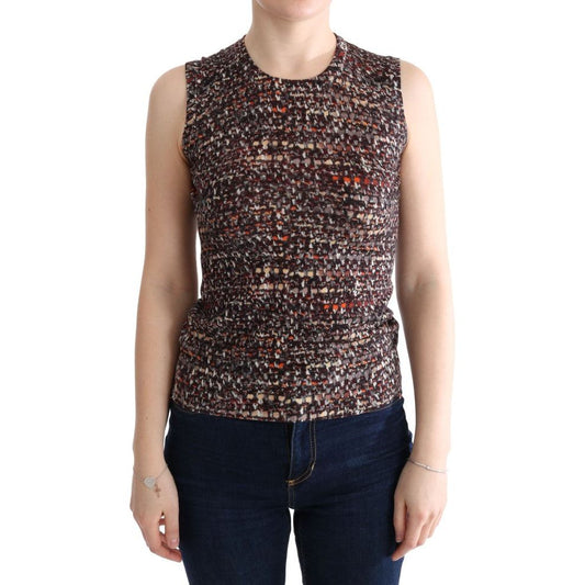 Sleeveless Multicolor Knit Wool Top