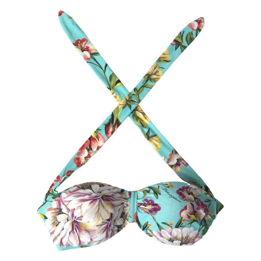 Mint Green Floral Print Beachwear Bikini Top