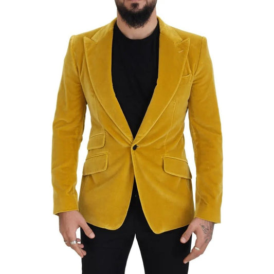 Yellow Velvet Single Breasted Blazer SICILIA