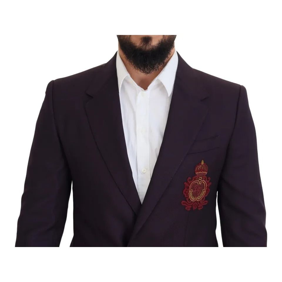 Purple Logo Single Breasted Wool Blazer