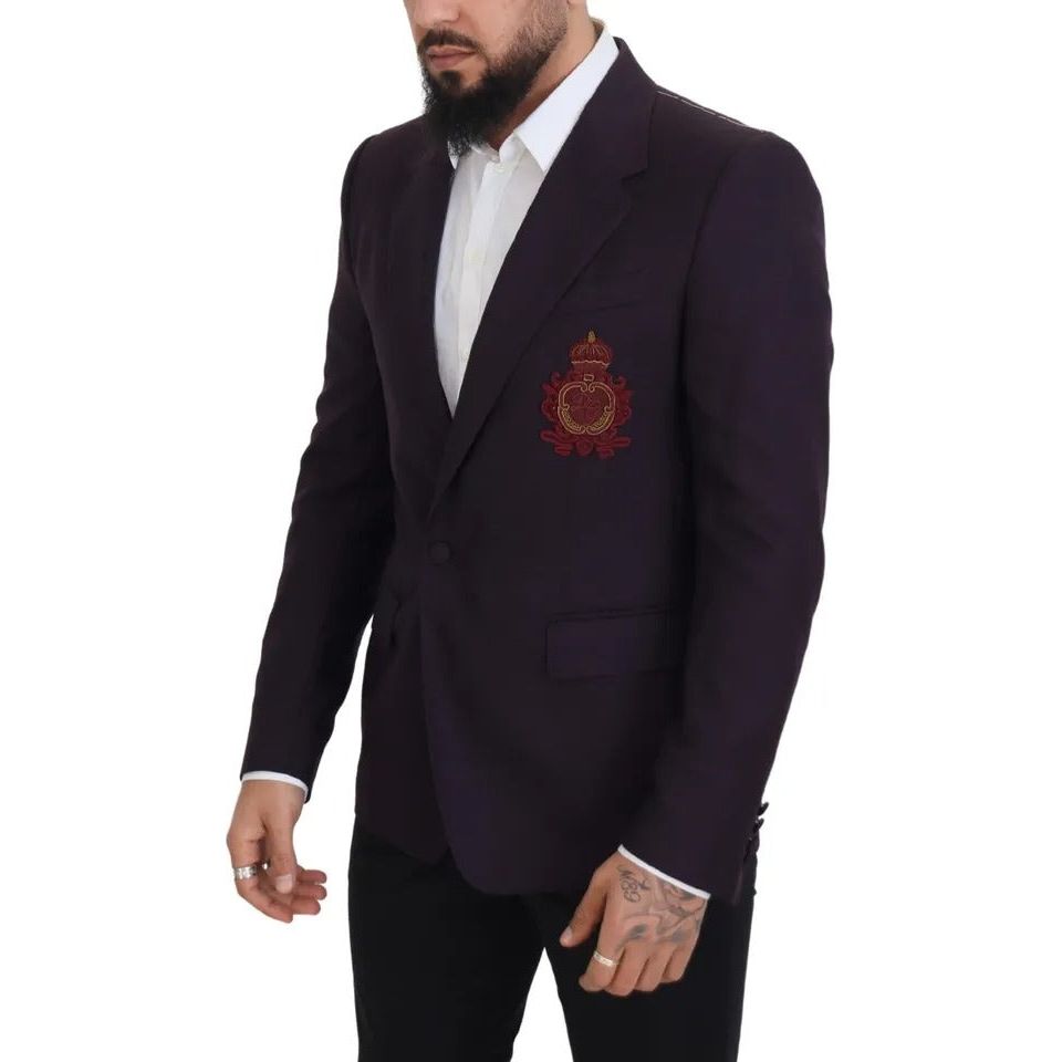 Purple Logo Single Breasted Wool Blazer