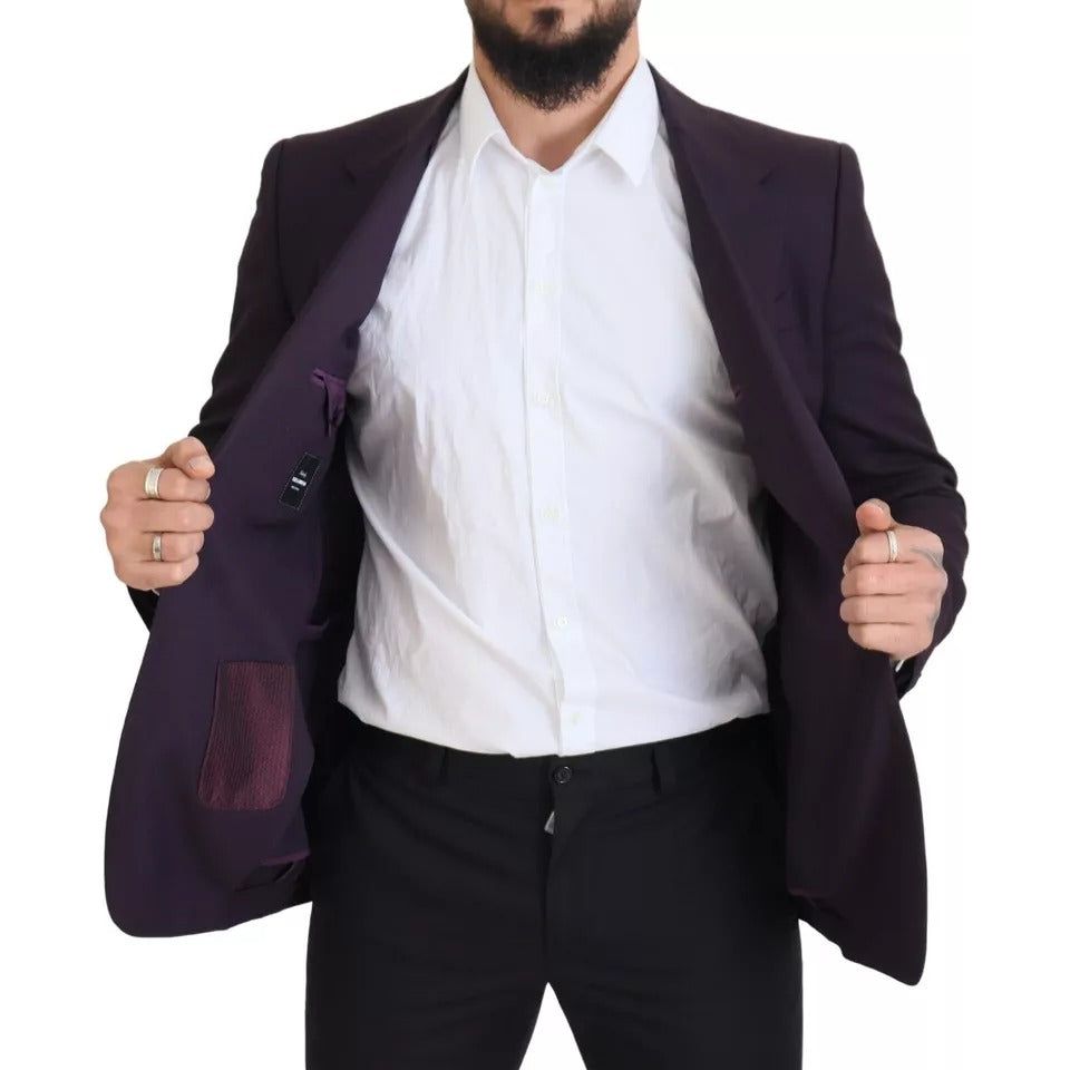 Purple Logo Single Breasted Wool Blazer