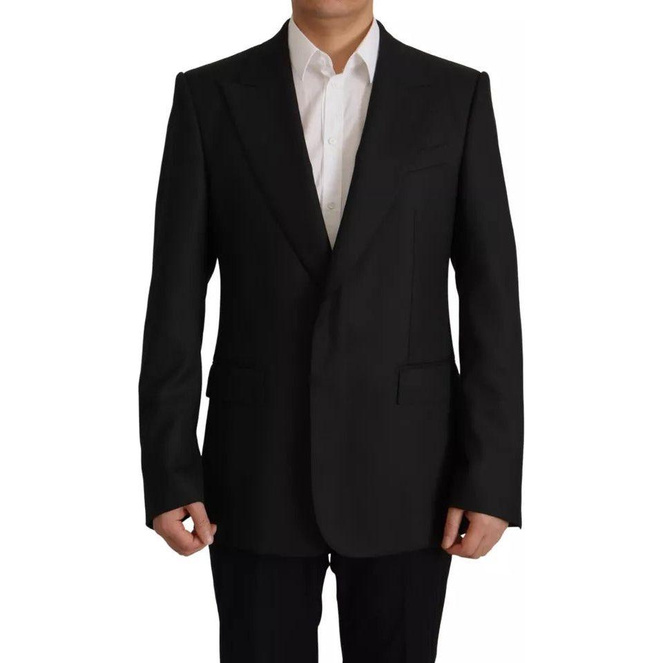 سترة بليزر من البوليستر بصف أزرار واحد باللون الأسود من دولتشي آند غابانا