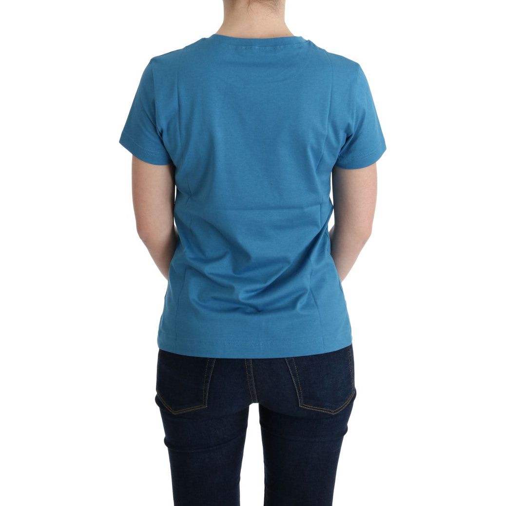 Chic Blue Cotton Tee with 2017 Print