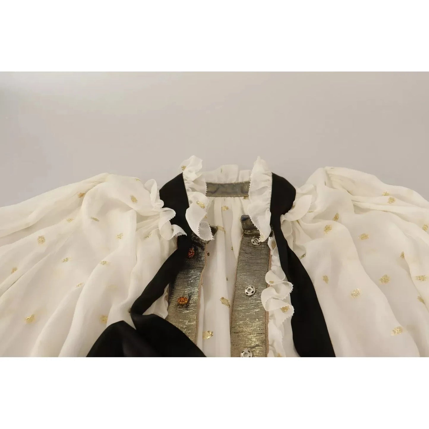 Off White Silk Blend Ascot Collar Blouse Top