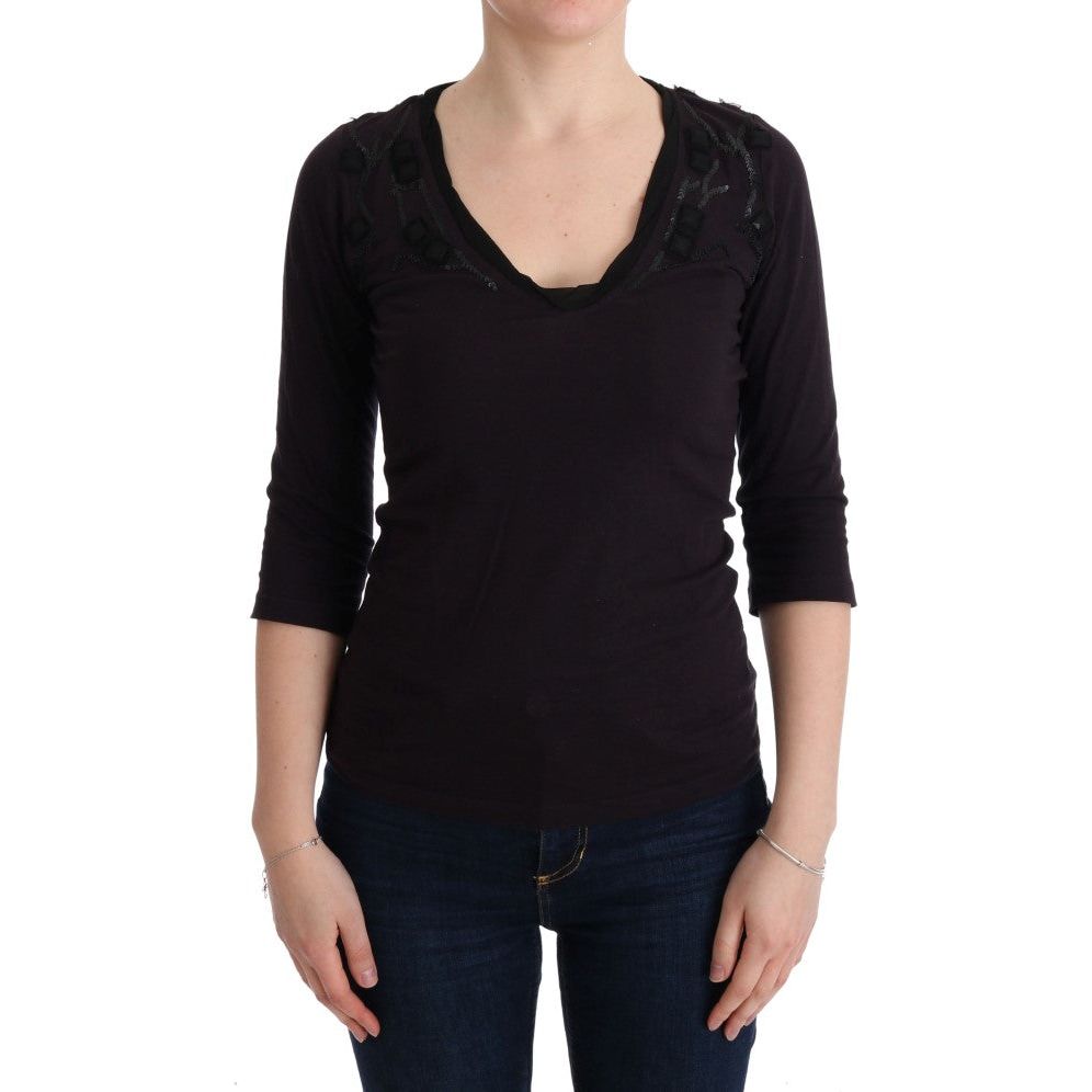 Elegant Purple V-Neck Blouse Tee