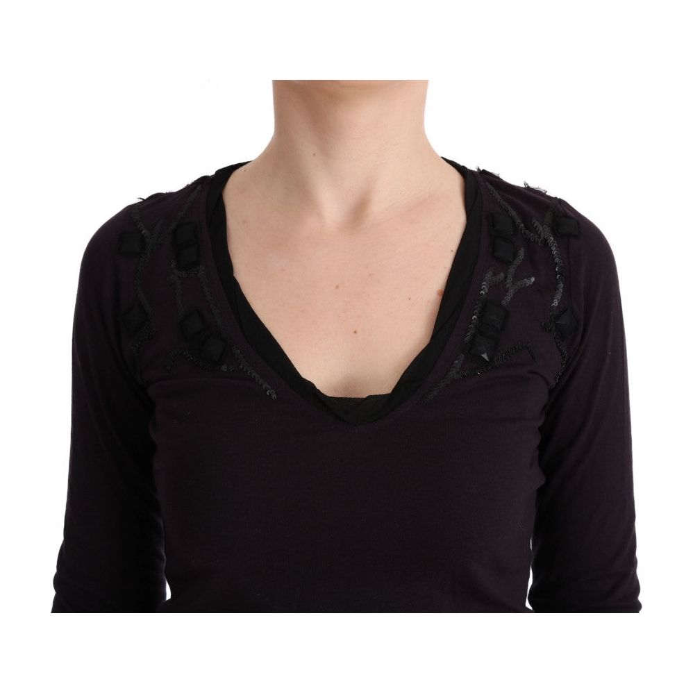 Elegant Purple V-Neck Blouse Tee