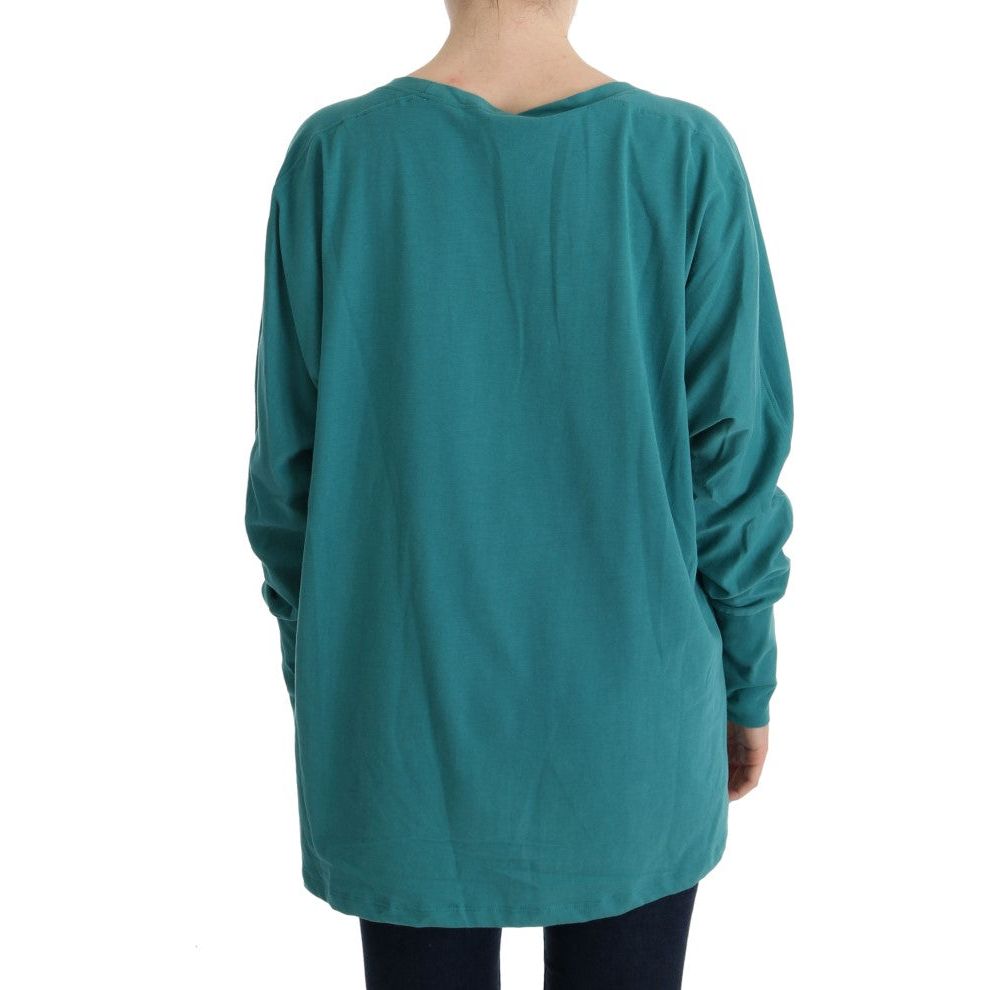 Elegant Crewneck Cotton Sweater in Green