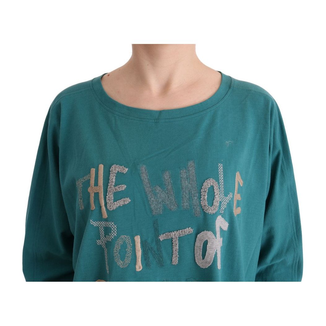 Elegant Crewneck Cotton Sweater in Green