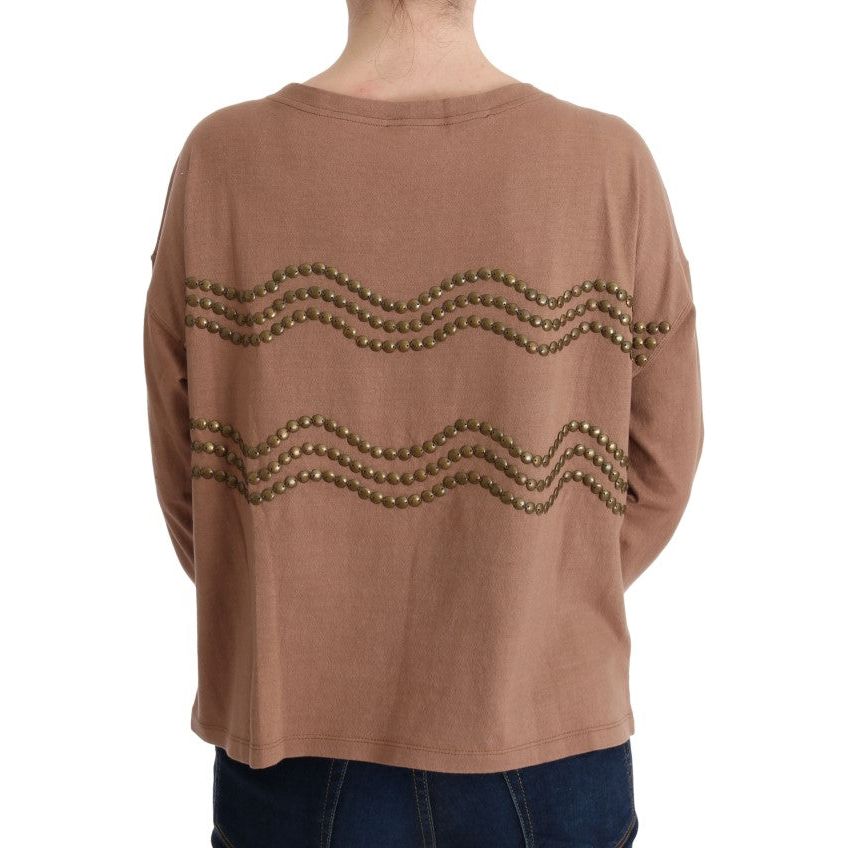 Chic Brown Crewneck Cotton Sweater