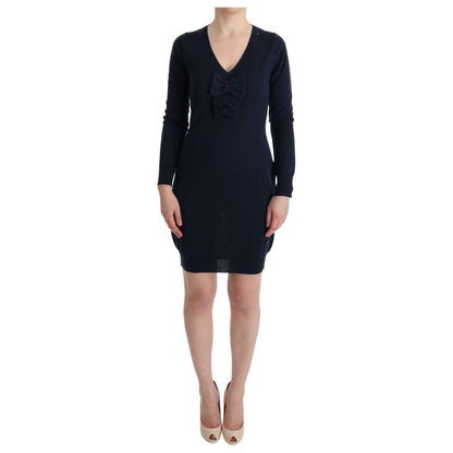 MARGHI LO' Blue Wool Long Sleeve Shift Dress MARGHI LO'