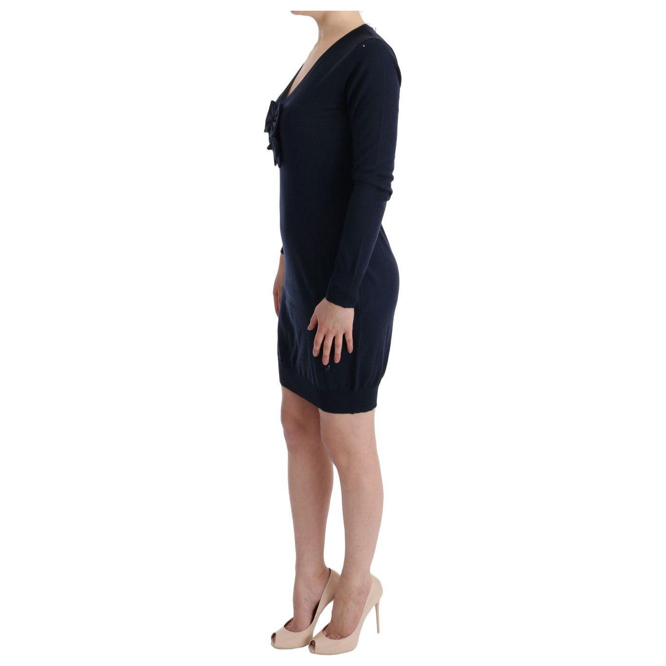 MARGHI LO' Blue Wool Long Sleeve Shift Dress MARGHI LO'