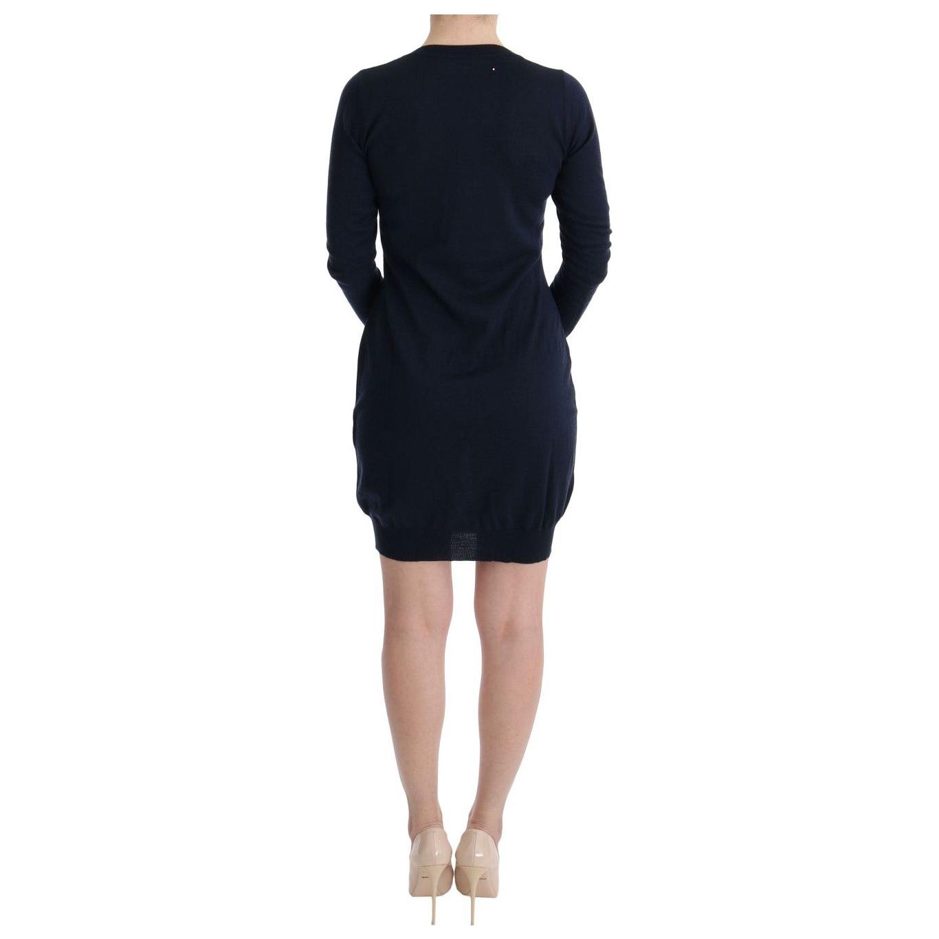 MARGHI LO' Blue Wool Long Sleeve Shift Dress MARGHI LO'