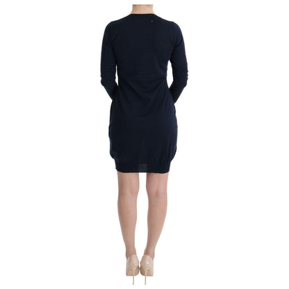 MARGHI LO' Blue Wool Long Sleeve Shift Dress MARGHI LO'