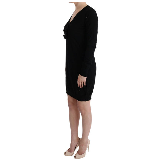 Elegant Black Wool Shift Dress