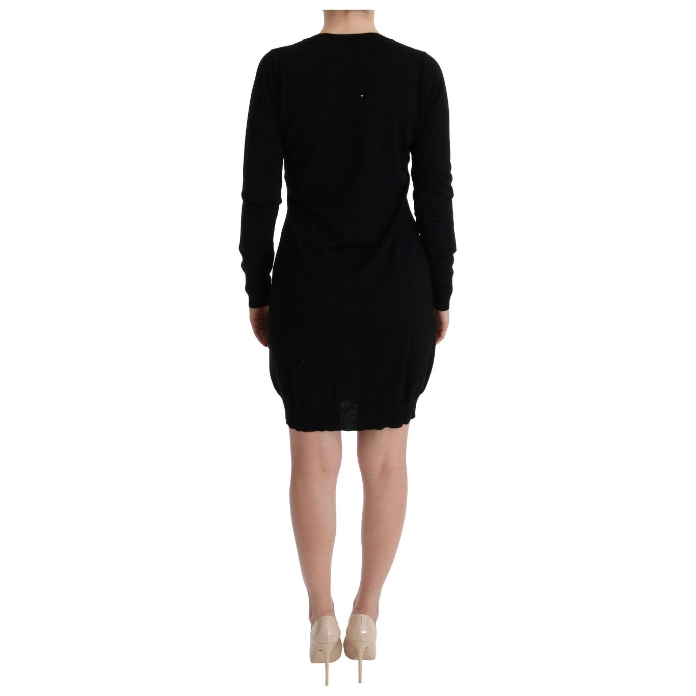 Elegant Black Wool Shift Dress