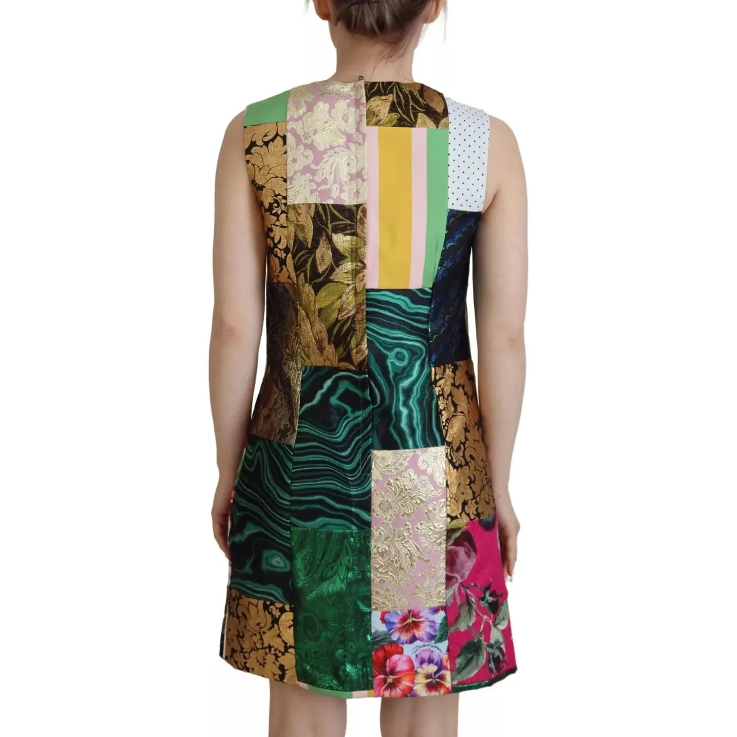 Multicolor Jacquard Patchwork Shift Mini Dress