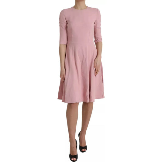 Pink A-line Flare Viscose Short Sleeves Dress