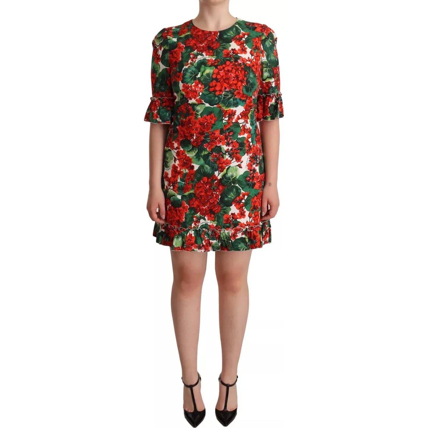 Red Green Portofino-Print Poplin Midi Dress