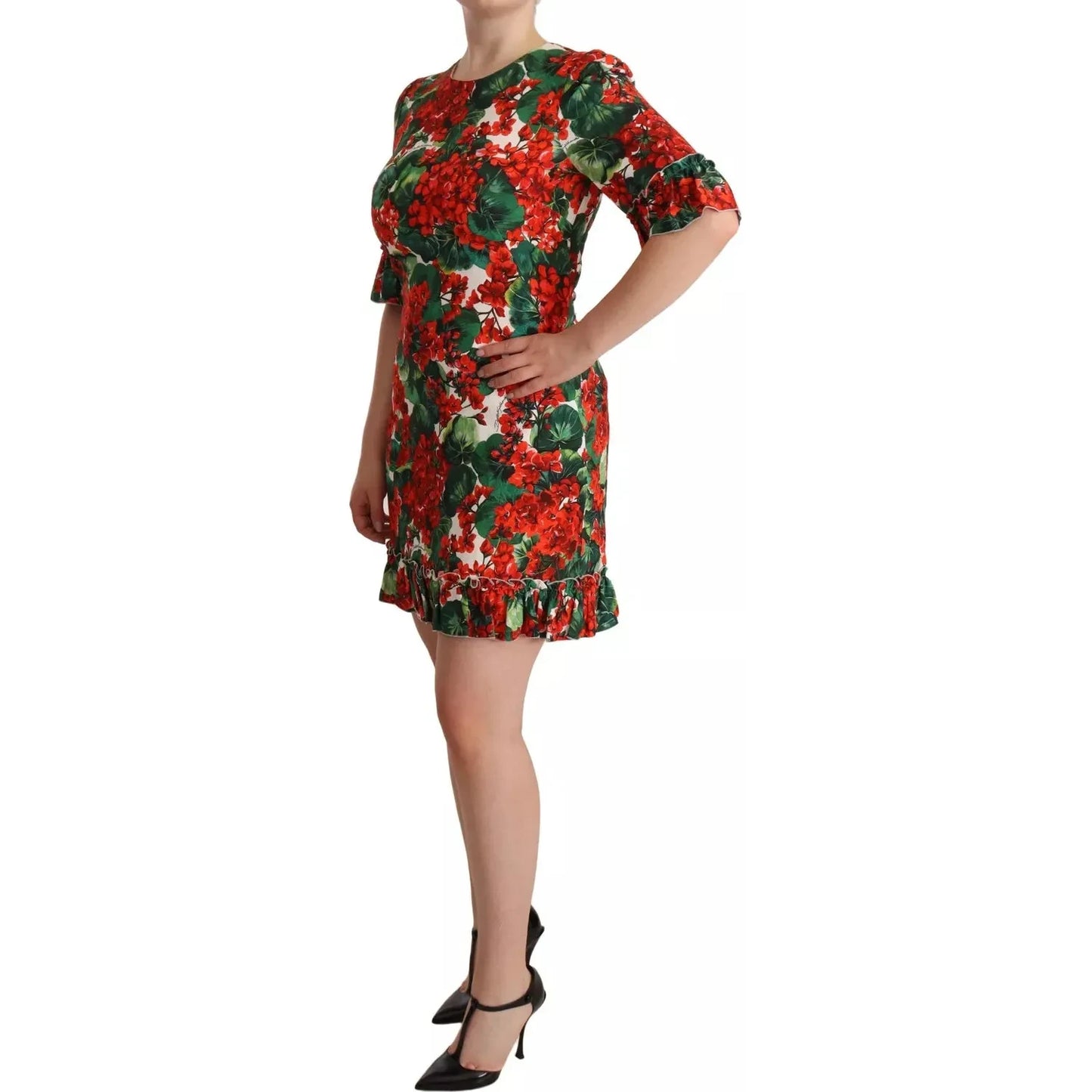 Red Green Portofino-Print Poplin Midi Dress