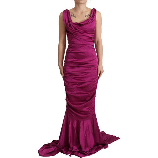 Sheath Mermaid Fuchsia Silk Stretch Gown Dress