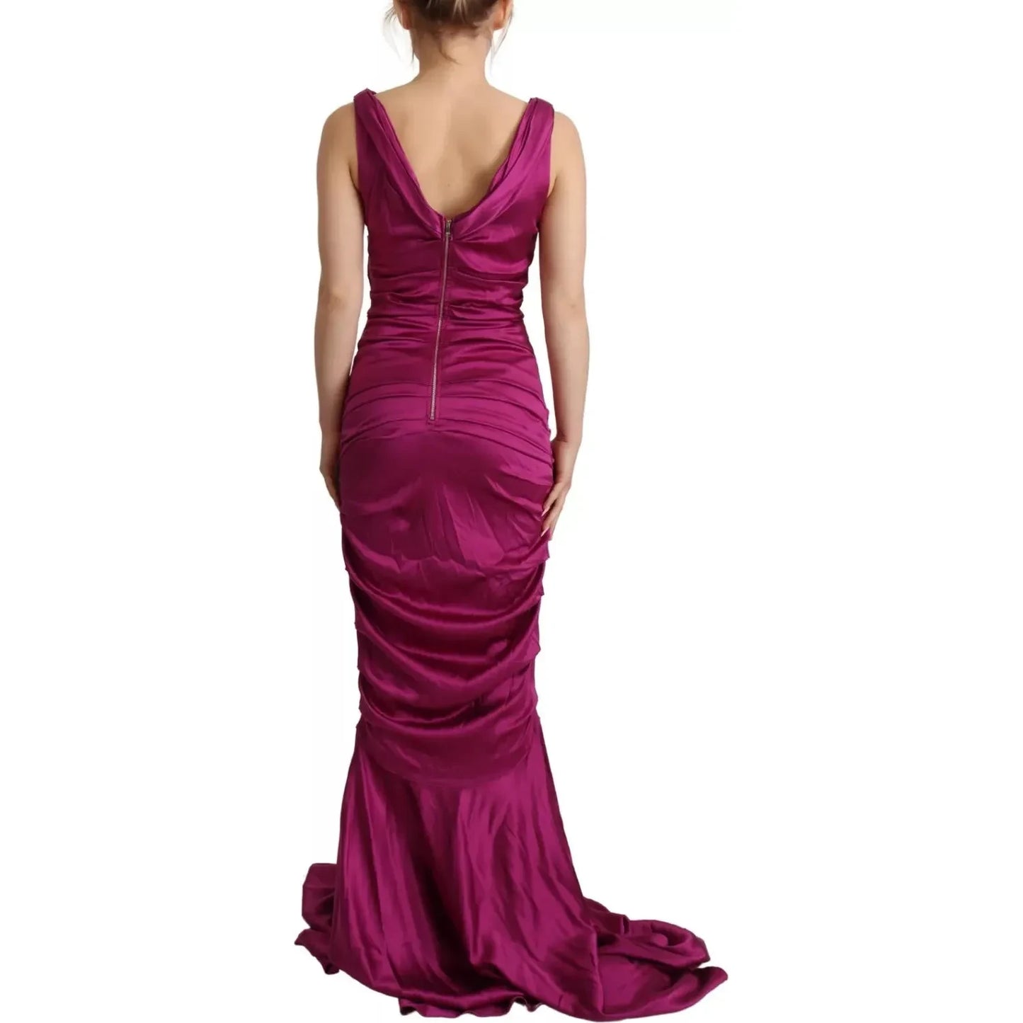 Sheath Mermaid Fuchsia Silk Stretch Gown Dress