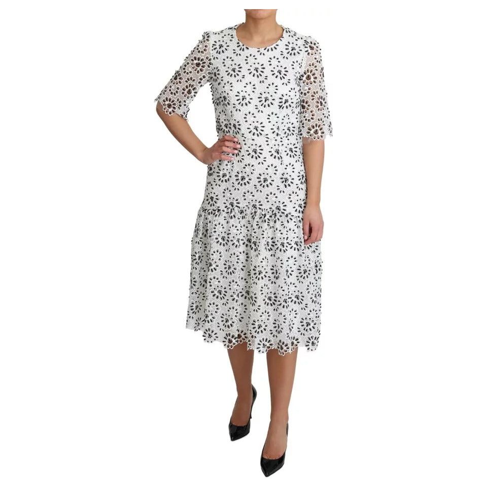 White Cutout Design Polyester A-line Midi Dress