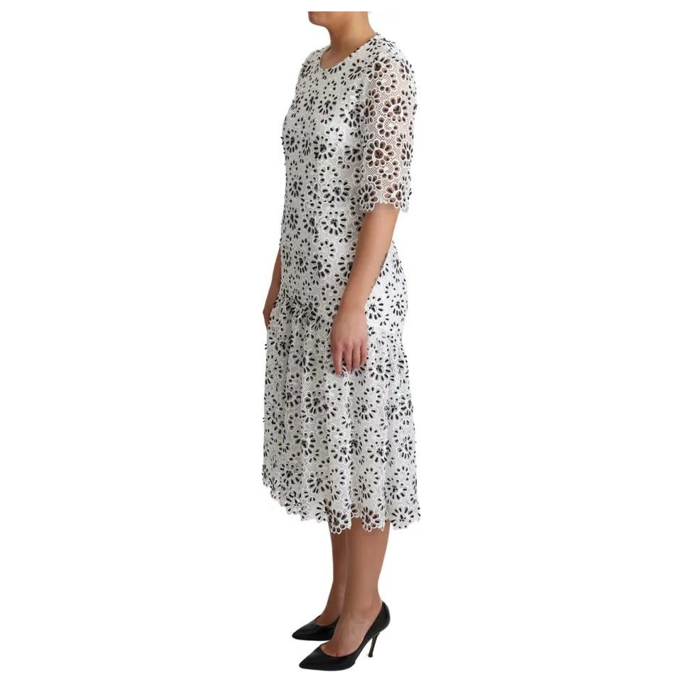 White Cutout Design Polyester A-line Midi Dress