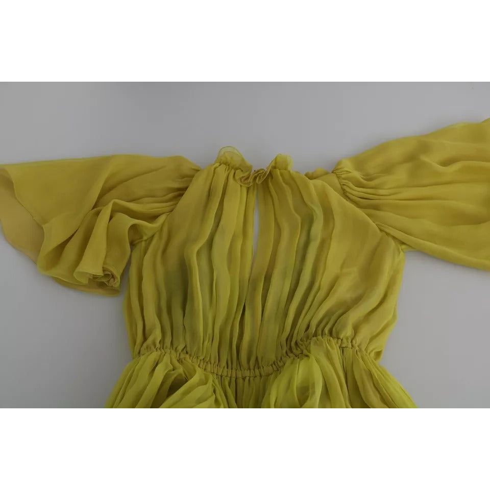 Yellow Shift A-line Silk Gown Dress