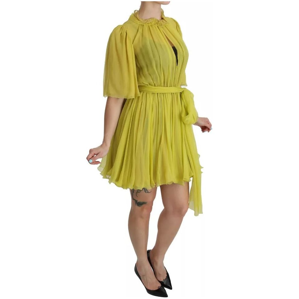 Yellow Shift A-line Silk Gown Dress