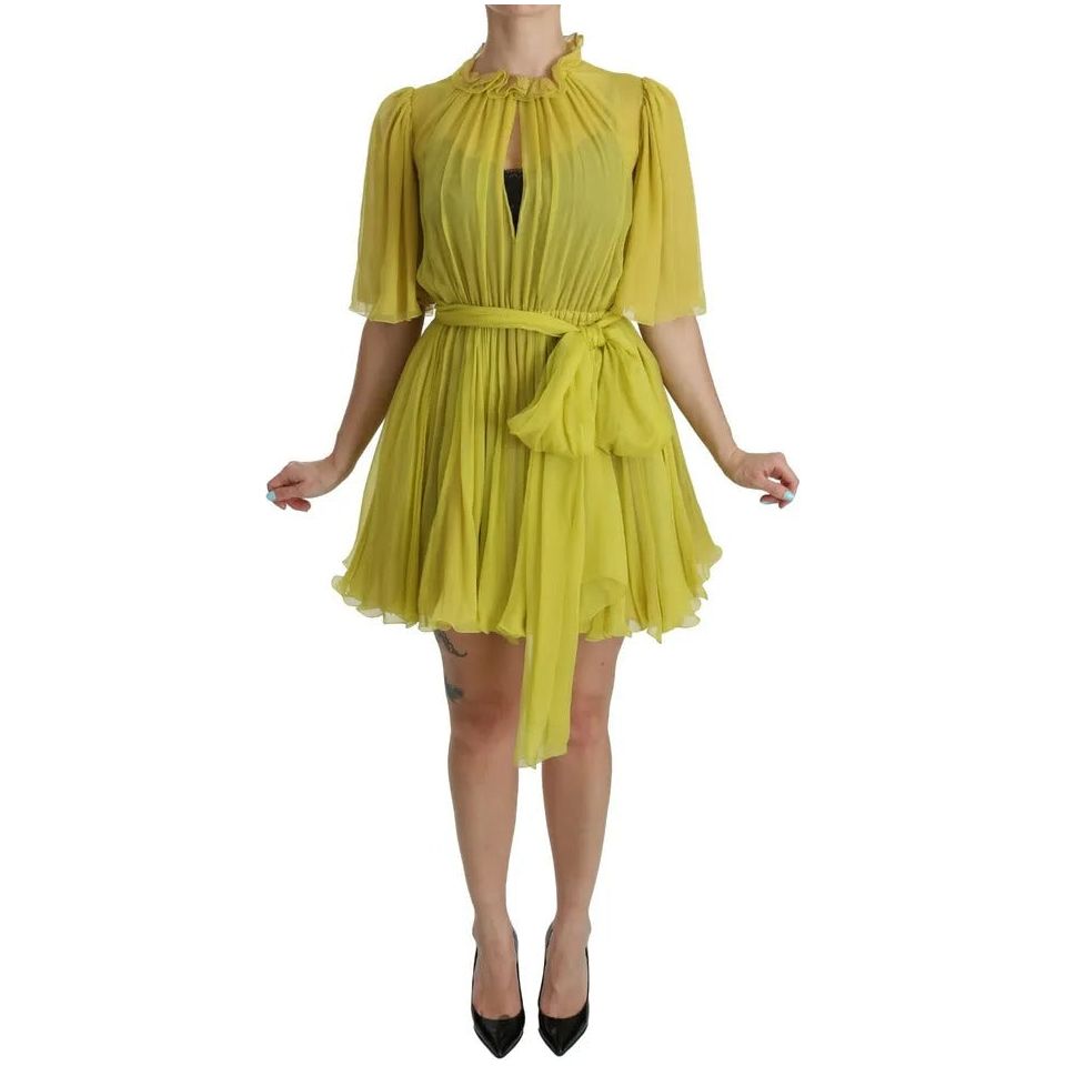 Yellow Shift A-line Silk Gown Dress