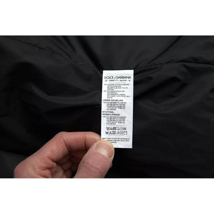 Dolce & Gabbana Black Cotton Hooded Logo Bomber Jacket
