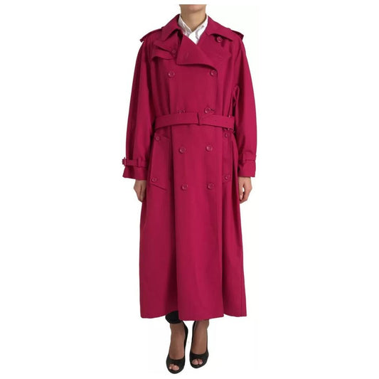 Dark Pink Double Breasted Trench Coat Jacket