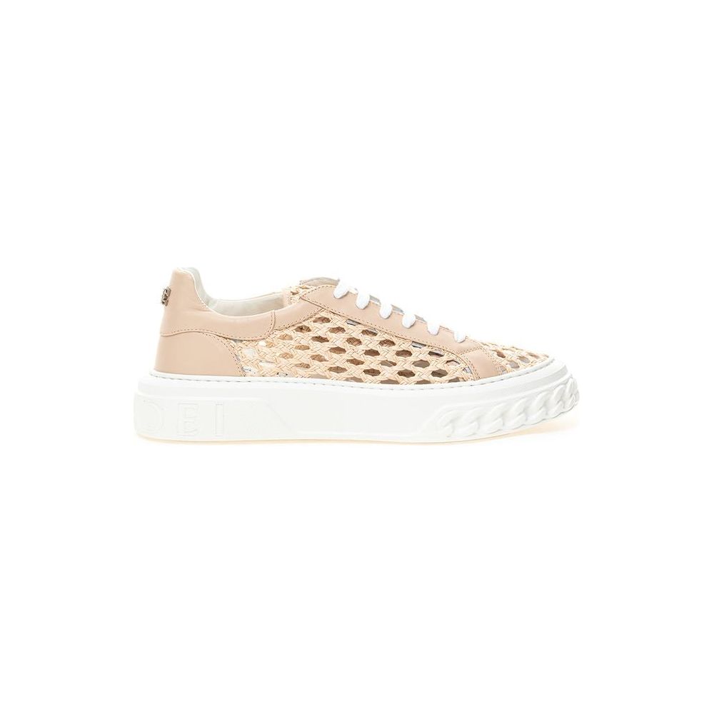 Casadei Chic Beige Leather Sneakers